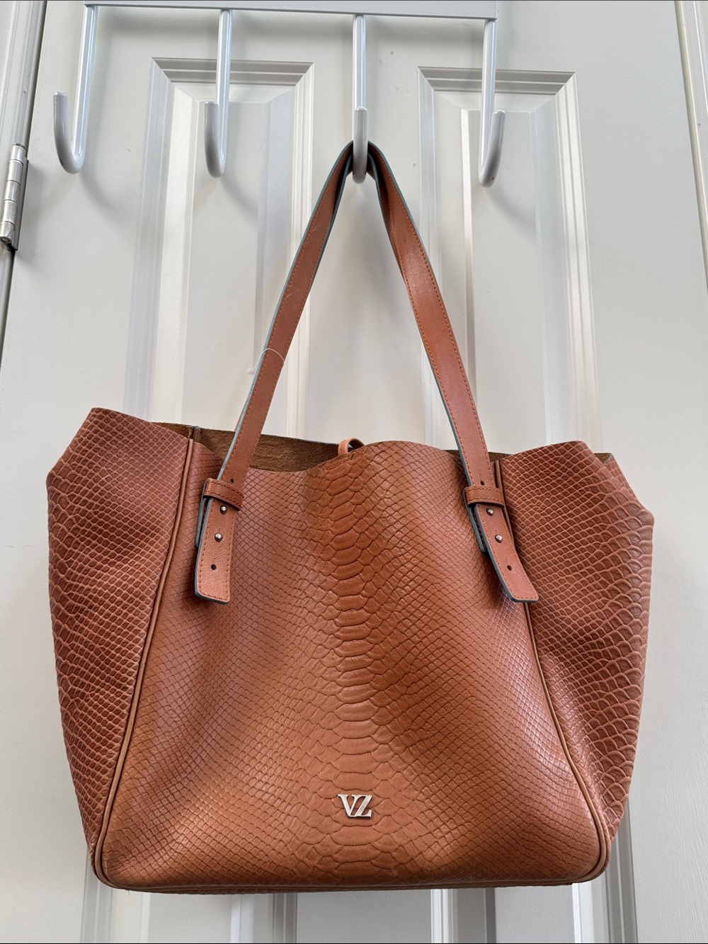 Velez Cognac Leather Tote Bag with Adjustable Straps